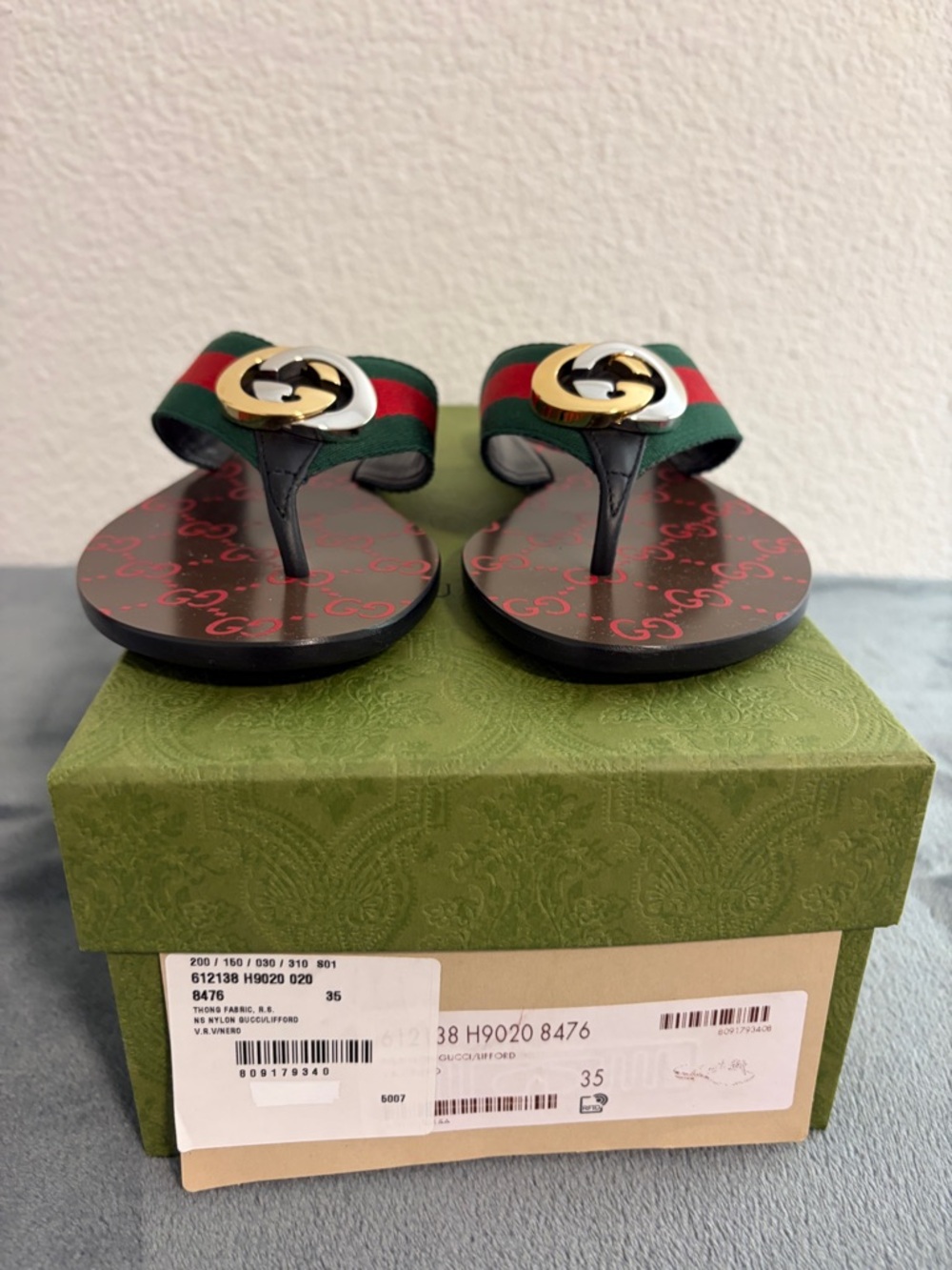 Brand New Women’s Gucci GG Thong Interlocking G Sandals Sz 35 (US 5) - Picture 7 of 9